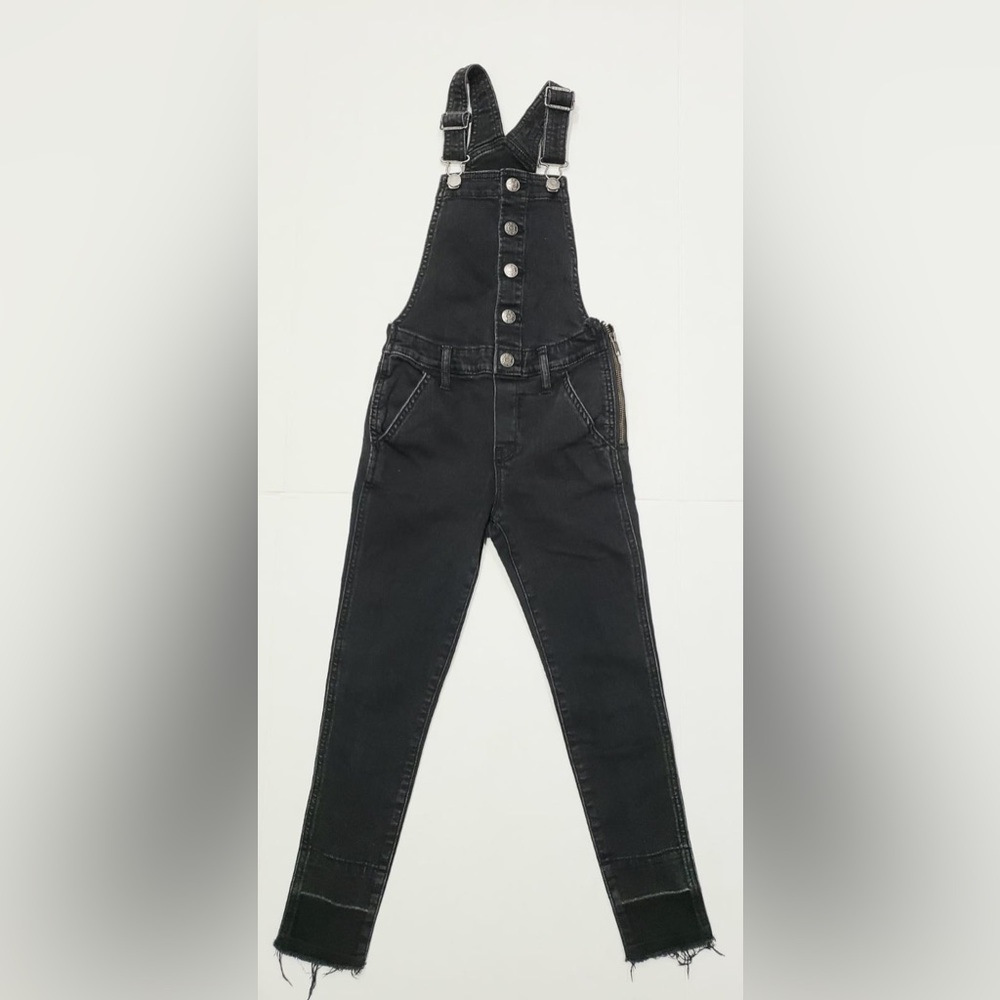 Gap Kids Denim black Jean Overalls Distressed Skinny Leg Girls Size Medium